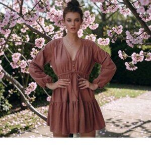 Bali Lane Positano 100% Organic Linen Dress - Size M